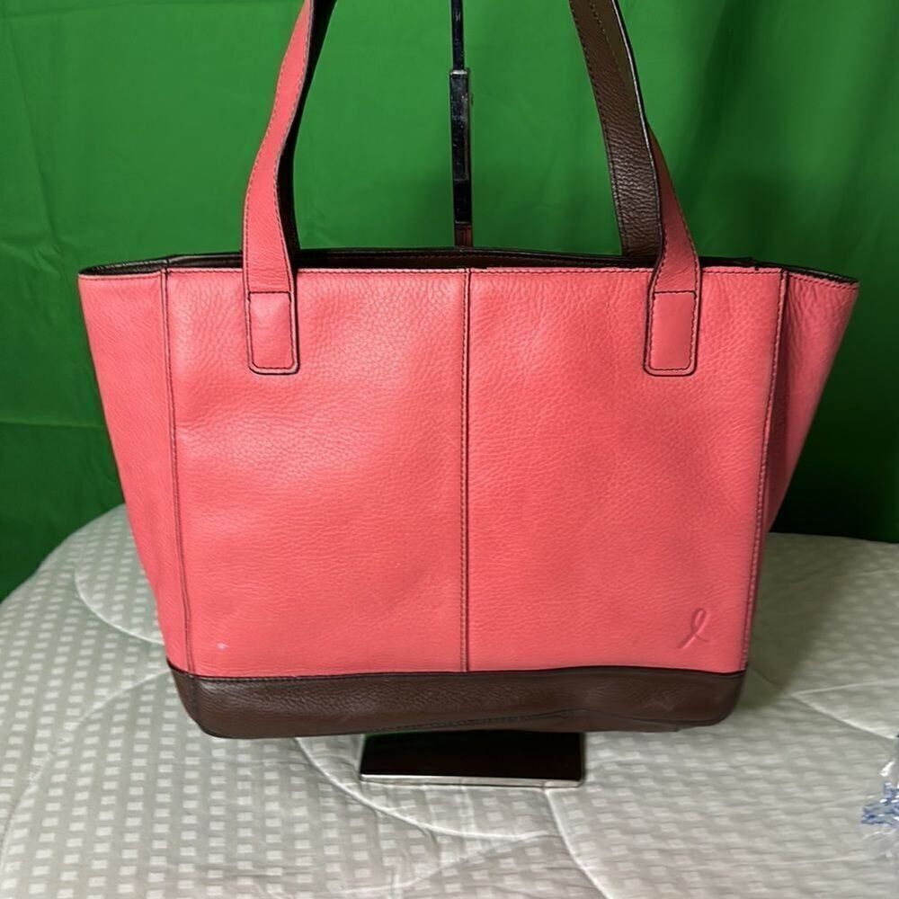 DayTimer Leather Business Office Paperwork IPad Tote Purse Pink Brown